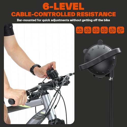 Sportneer Bike Trainer: Adjustable 6 Level Resistance Magnetic Stationary Bike Stand for 26-28" & 700C Wheels, Thru Axle Adapter, Quick Release Lever & Front Wheel Riser Block Included - Image 4