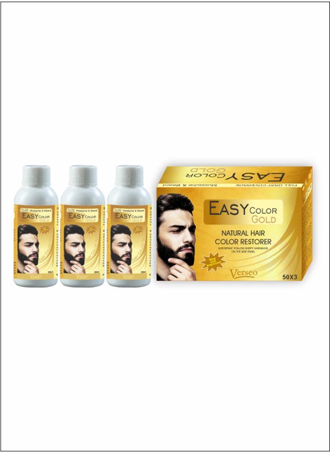 Easy Color Gold Mustache & Beard Natural Hair Color Restorer - Full Gray Coverage Pack Of 3