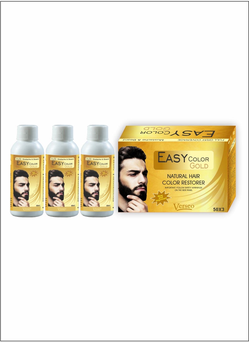 verseo Easy Color Gold Mustache & Beard Natural Hair Color Restorer - Full Gray Coverage Pack Of 3  - Image 1
