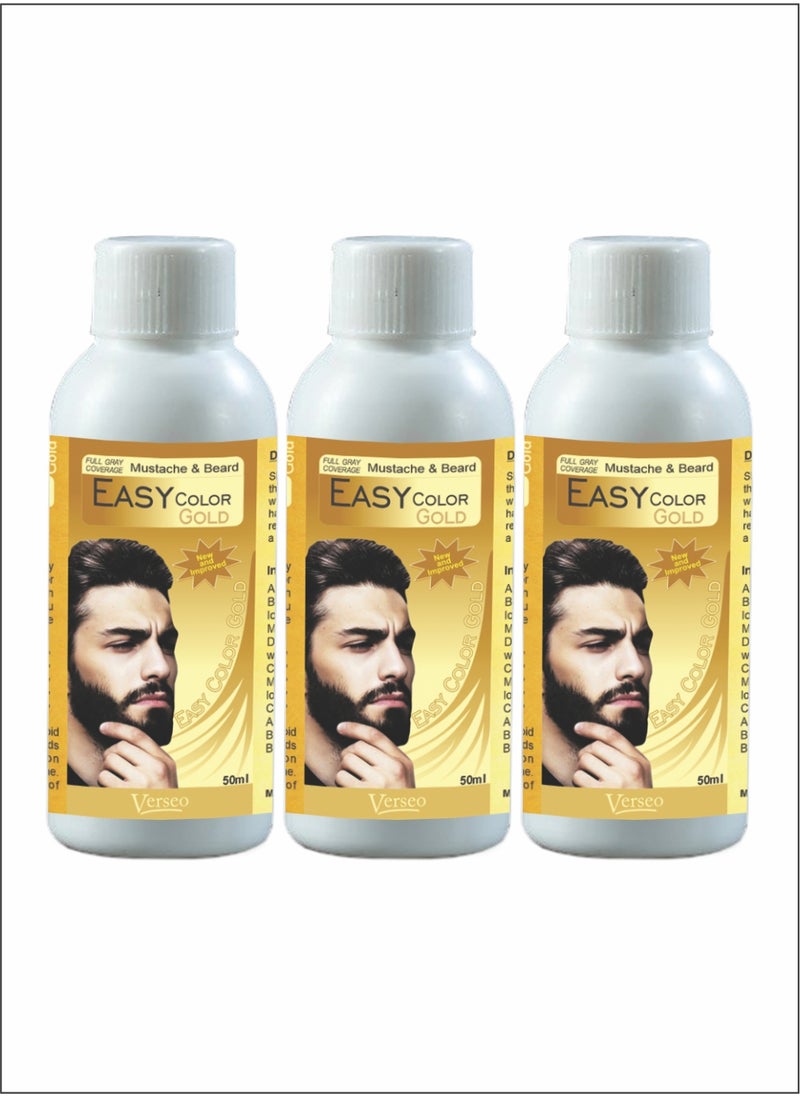 verseo Easy Color Gold Mustache & Beard Natural Hair Color Restorer - Full Gray Coverage Pack Of 3  - Image 2