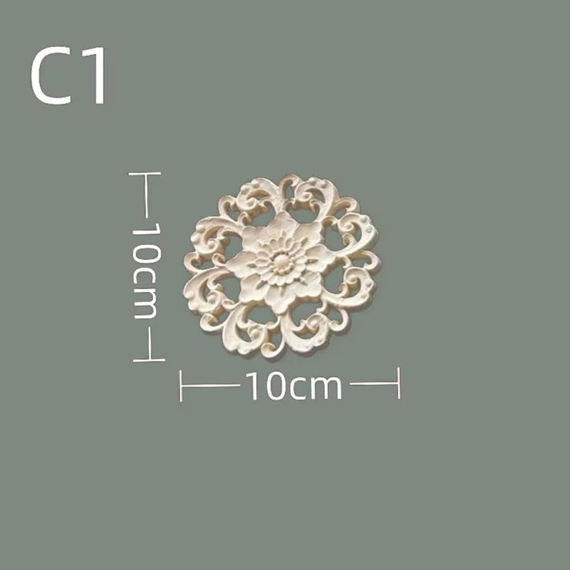 Elegant European American Style Solid Wood Discs Round Hollow Flower Carvings For Wardrobe Door Enhancement C1 10CMx10CM - Image 3