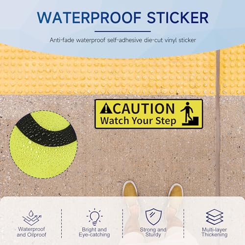 LUHIMO 2 PCS Caution Watch Your Step Sign Stickers, Easy Installation Self Adhesive Vinyl Safety Signs Tape Decals for Workplace Safety Wet Floor Caution - Image 4