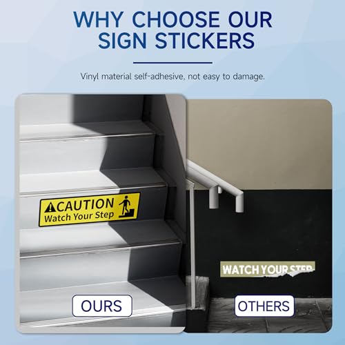 LUHIMO 2 PCS Caution Watch Your Step Sign Stickers, Easy Installation Self Adhesive Vinyl Safety Signs Tape Decals for Workplace Safety Wet Floor Caution - Image 3