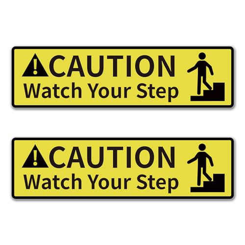 LUHIMO 2 PCS Caution Watch Your Step Sign Stickers, Easy Installation Self Adhesive Vinyl Safety Signs Tape Decals for Workplace Safety Wet Floor Caution - Image 1
