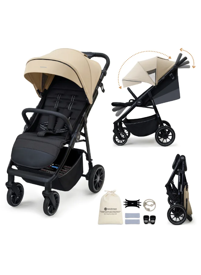 Neobreez Neobreez TETRA Lightweight Pushchair Stroller W/Cup Holder 0-4Y – Beige/Black