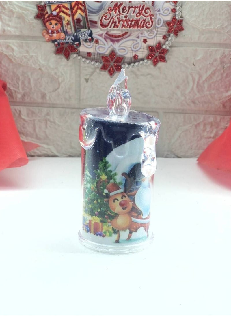 Generic - Christmas Candle Stand in Plastic with Santa Claus Design – Different Shapes with Battery-Powered Lights, 12 Pieces, Size: 13 cm AS - Image 1