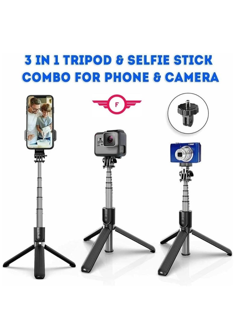 3 in 1 Extendable Selfie Stick Tripod, Selfie Stick For Phone with Bluetooth Wireless Remote Phone Holder for iPhone 12 /iPhone 11/pro, - Image 2
