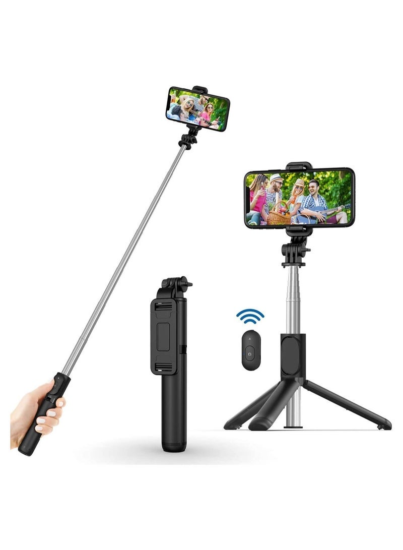 3 in 1 Extendable Selfie Stick Tripod, Selfie Stick For Phone with Bluetooth Wireless Remote Phone Holder for iPhone 12 /iPhone 11/pro, - Image 1