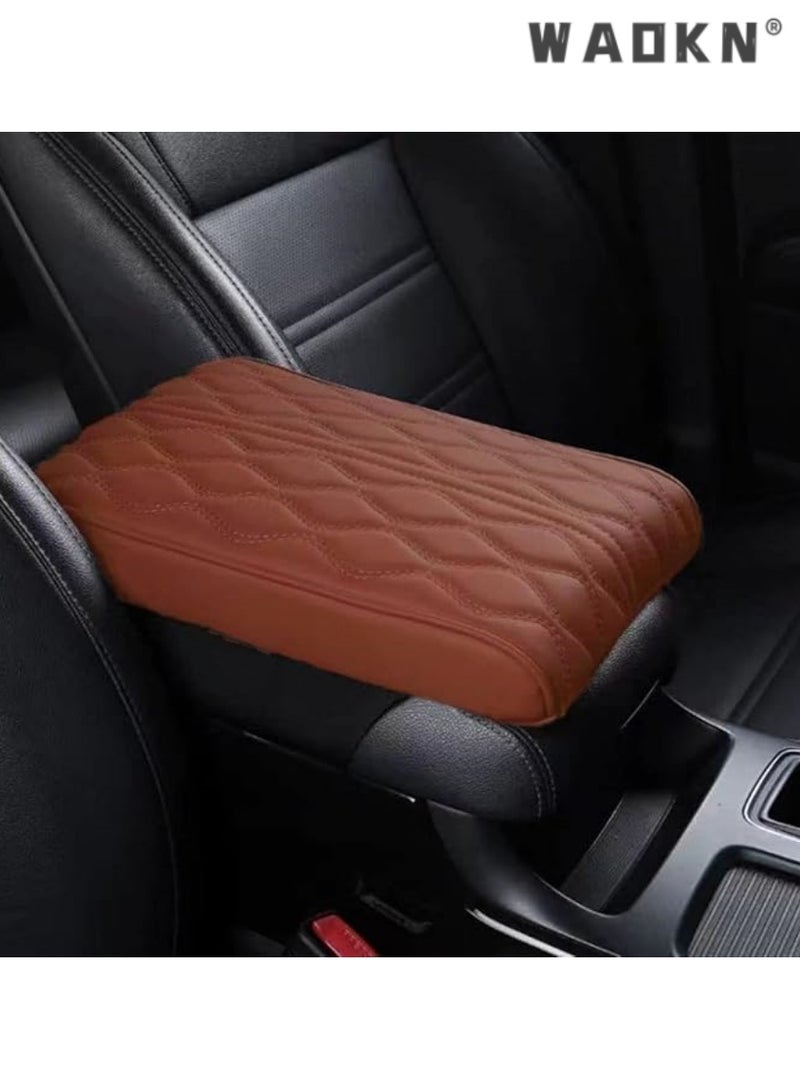 دبليو أيه أو كي أن سيارة غطاء الكونسول الوسطي / رغوة الذاكرة سيارة مسند ذراع وسادة / سيارة مسند ذراع وسادة ، والجلود مسند ذراع يغطي السيارة ، وسيارات الدفع الرباعي / شاحنة / سيارة مسند ذراع وسادة ، وتعزيز الراحة ، والمواد المعمرة ( براون ) - Image 1
