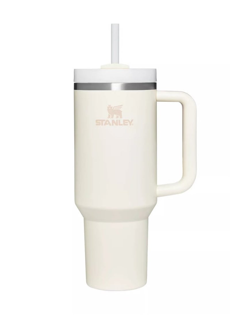 Stanley - Quencher H2.0 FlowState Stainless Steel Vacuum Insulated Tumbler with Lid and Straw for Water, Iced Tea or Coffee, Smoothie and More, 30 oz Cream - Image 1