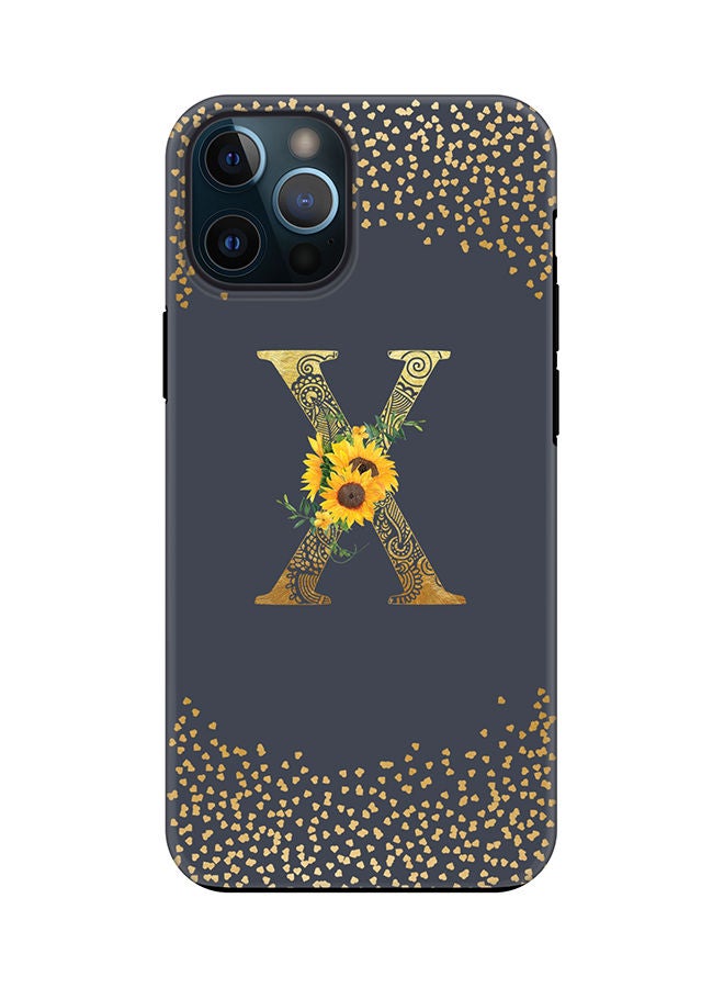 Stylizedd Monogram Tough Series for Apple iPhone 12 Pro Max Custom Initials Floral Mandala Pattern Tough Pro Dual Layer hybrid PC inner TPU protection Alphabet- X (Grey) - Image 1