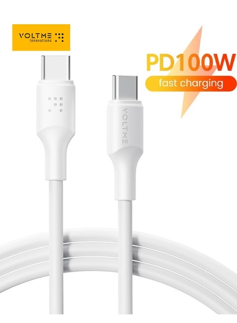 100W USB-C to USB-C Fast Charging Cable [2M]5A, Type C Charger Compatible with iPhone 16 Pro/Max/Plus/15/15 Pro/15 Pro Max, Samsung Galaxy S24/S23+/S23 Ultra, MacBook Pro 2020, MacBook Air, iPad Pro/Air, Pixel, and Most Android Devices, High-Speed Data Transfer & Durable (White)