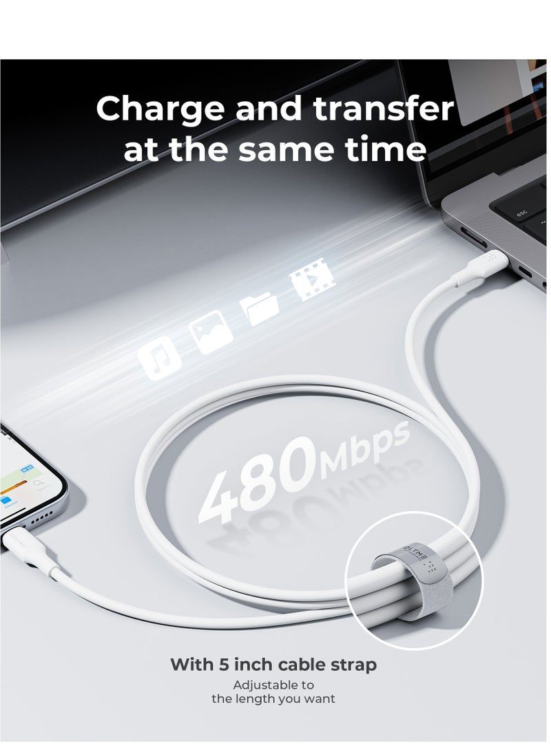 VOLTME - 100W USB-C to USB-C Fast Charging Cable [2M]5A, Type C Charger Compatible with iPhone 16 Pro/Max/Plus/15/15 Pro/15 Pro Max, Samsung Galaxy S24/S23+/S23 Ultra, MacBook Pro 2020, MacBook Air, iPad Pro/Air, Pixel, and Most Android Devices, High-Speed Data Transfer & Durable (White) - Image 1