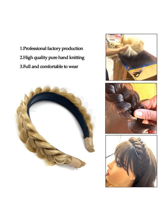 Braided Headband WithTooth Wide Braid Messy Hair Hoop WomenFashion Hair Accessories (Beach Blonde 27A)