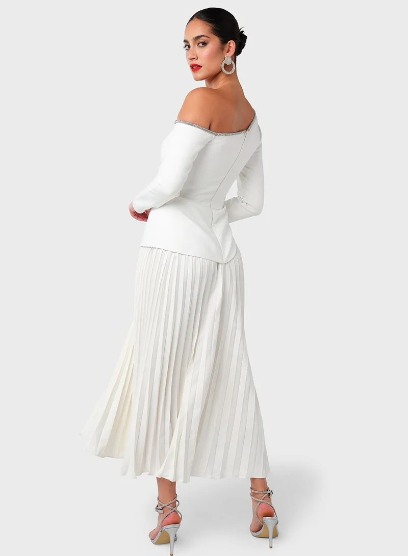 Threadz by Ajooni Pleated One-Shoulder Dress