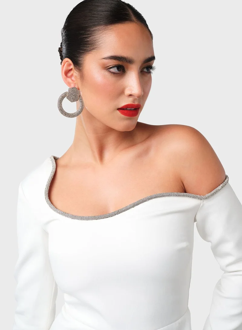 Threadz by Ajooni Pleated One-Shoulder Dress