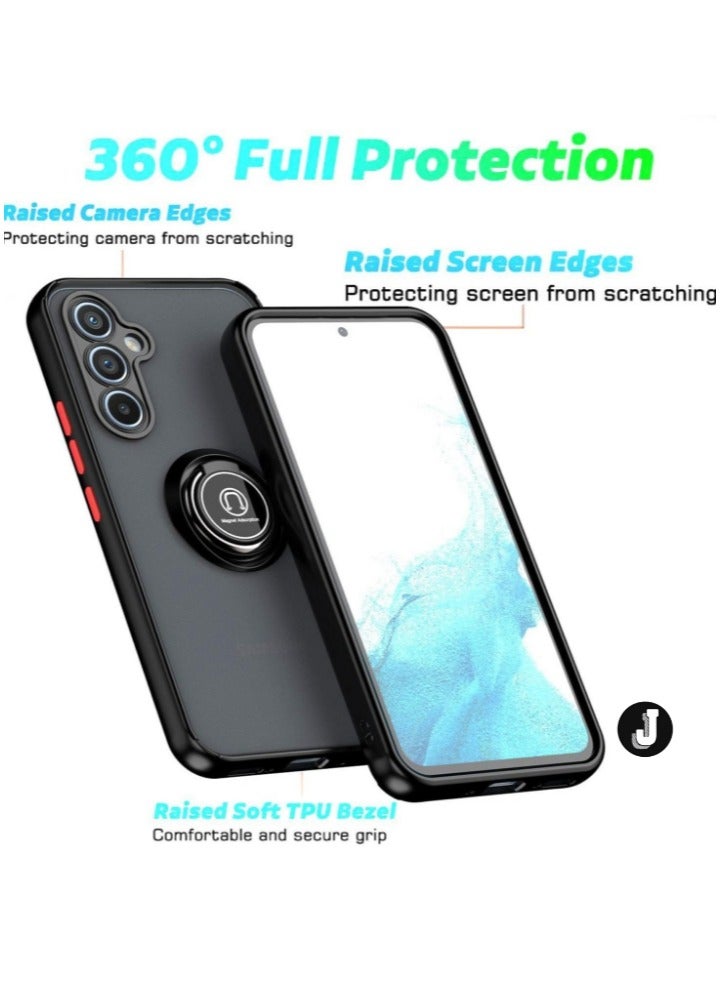 JAJEEK "Shockproof Galaxy A34 5G Case with Metal Ring Kickstand – Magnetic Car Mount Holder, Matte Hard Back Cover (Green/Grey)" - Image 5
