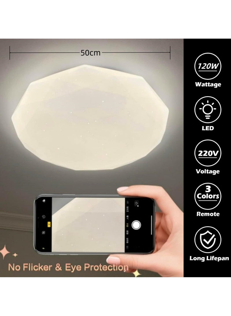 هو آقي آنغ وانغ مصباح سقف LED حديث قابل للتعتيم ب 3 ألوان مع جهاز تحكم عن بعد ، مصباح سقف LED دافق على شكل ماسي لغرفة المعيشة وغرفة الطعام وغرفة النوم - Image 2