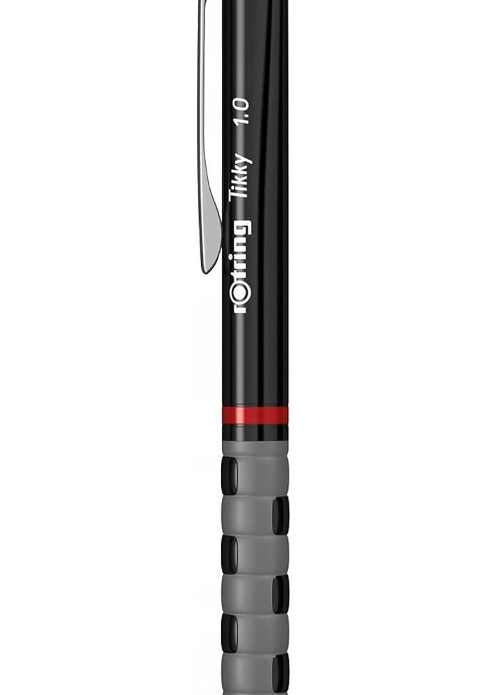 rOtring Tikky Mechanical Pencil with 1.0 mm Lead - Black Barrel with Orange Accents - Image 1