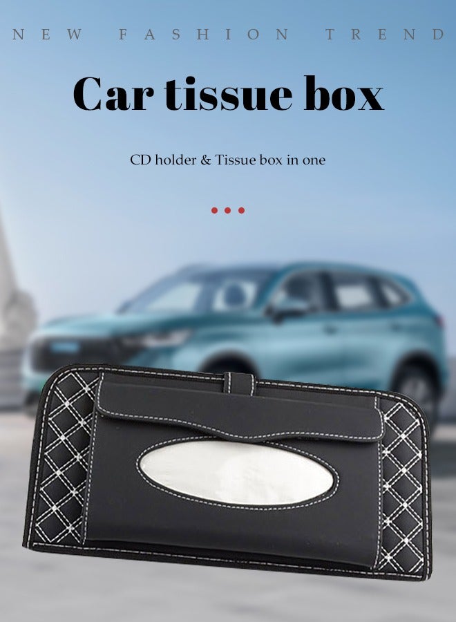Loquat Car Tissue Holder Car Visor Tissue Box PU Leather Car Sun Visor Tissue Holder Sun Visor Hanging Paper Towel Clips Holder Multifunctional Black Car Tissue Face Mask Box for Sun Visor Seat Door - Image 3