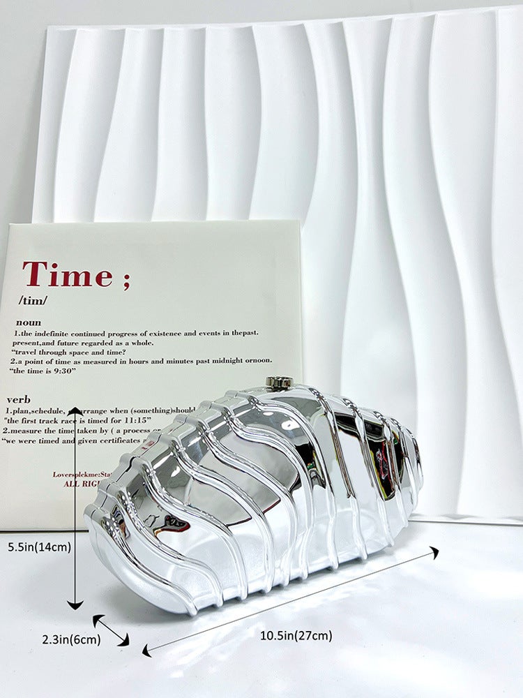 Gracious Luggage Acrylic Bag Women'S Crosbody High-Level Glossy Striped Mirror Evening Bag Simple Chain - Image 5