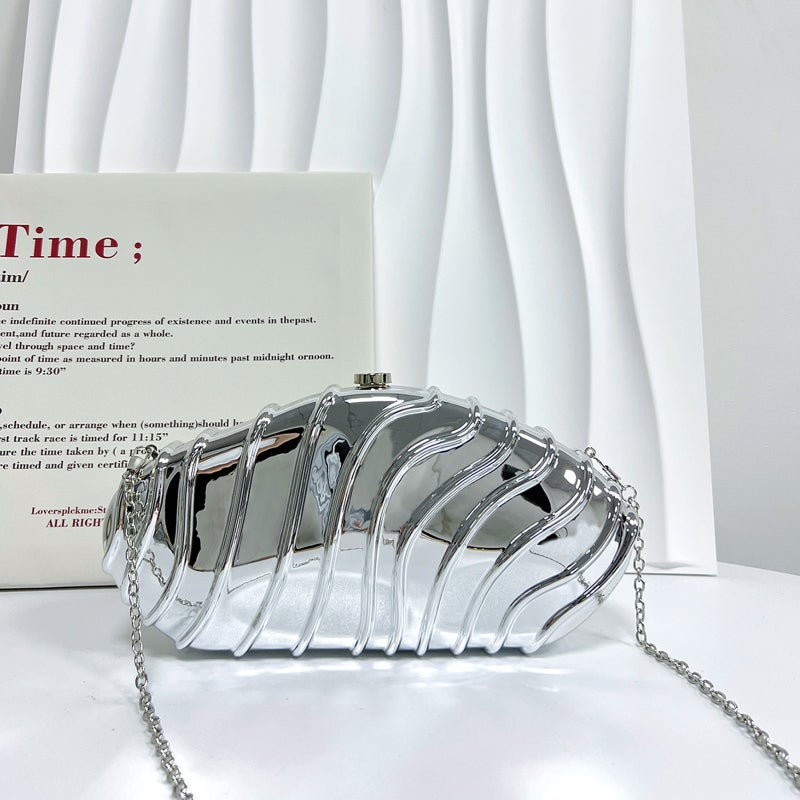 Gracious Luggage Acrylic Bag Women'S Crosbody High-Level Glossy Striped Mirror Evening Bag Simple Chain - Image 1