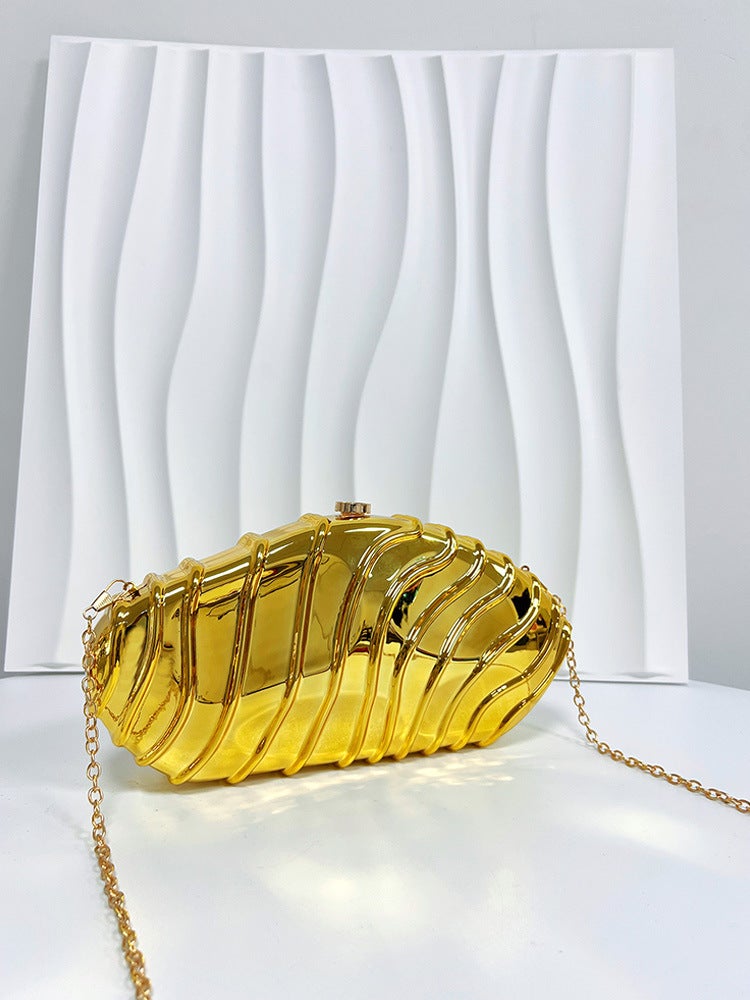 Gracious Luggage Acrylic Bag Women'S Crosbody High-Level Glossy Striped Mirror Evening Bag Simple Chain - Image 3