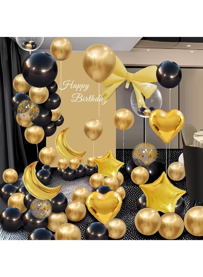 55-PCS Gold Black  Latex Decorative Balloon - Image 1
