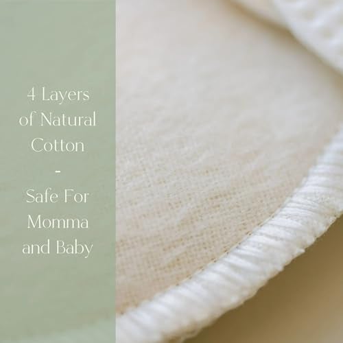 NuAngel 100% Cotton Washable Nursing Pads for Breastfeeding, Reusable & Breathable Leak Protection – 8 Pack (Natural) - Image 4