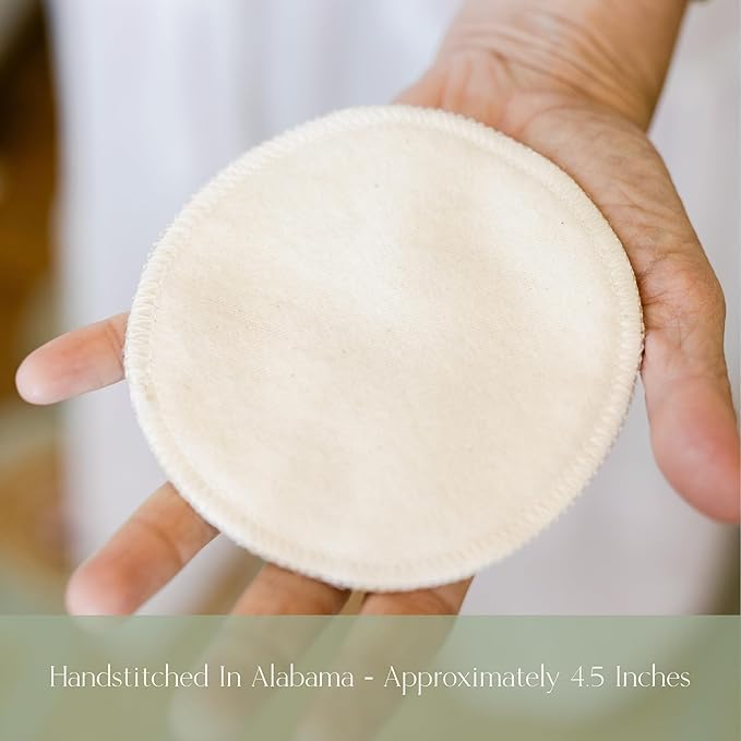 NuAngel 100% Cotton Washable Nursing Pads for Breastfeeding, Reusable & Breathable Leak Protection – 8 Pack (Natural) - Image 2