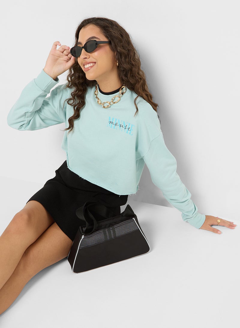 Disney Minnie Cropped Graphic Sweatshirt  - Image 1