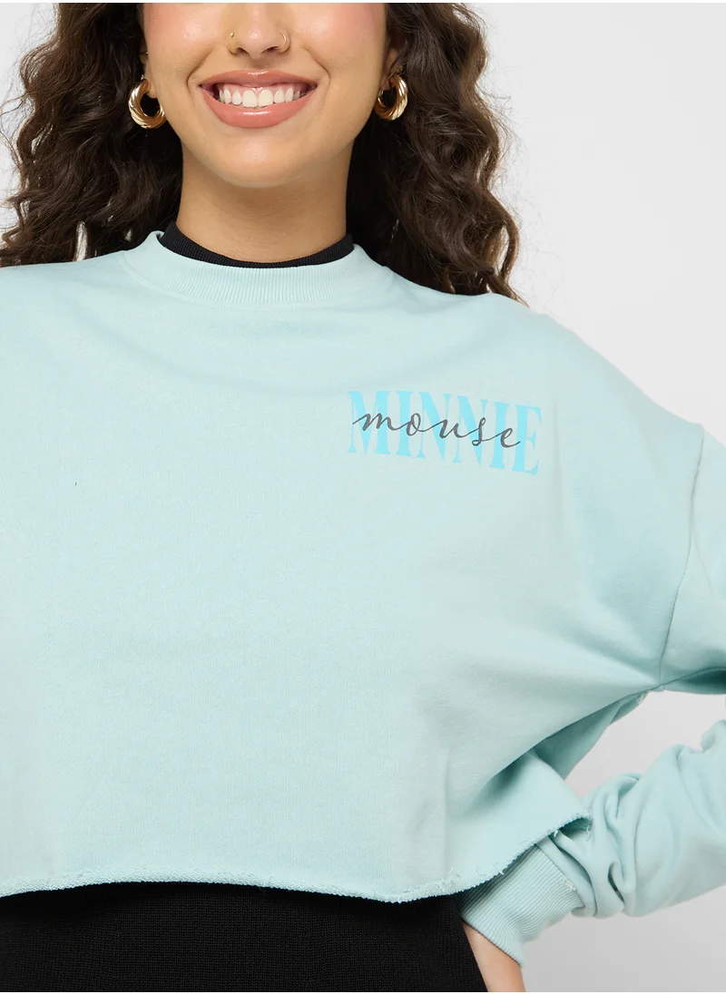 Disney Minnie Cropped Graphic Sweatshirt