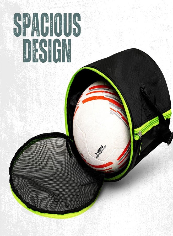 PANFIKH Football Bag for Boys Durable Sports Kit Bag with Adjustable Shoulder Strap and Mesh Pocket Spacious Gym Duffel for Football Accessories - Fit Also for Volleyball, Basketball (Neon-Black) - Image 3