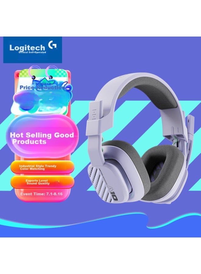 G Logitech Astro A10 Upgraded Edition, Over-ear Computer Gaming Headset With Microphone, Stereo E-sports Headphones With Noise Cancellation, Ps5 Pubg Headset, Energy Purple - Image 1