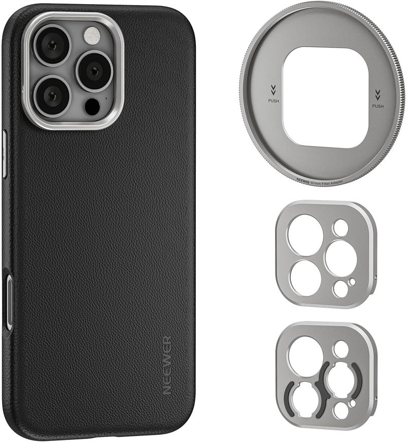 Neewer 16 Pro Max Phone Case, Tpu/Pc Nonslip Protective Heavy Duty Phone Cover With Modular Backplates For 67Mm Filter/17Mm Lens/T Mount Lens, Compatible With Iphone 16 Pro Max Magsafe Moment, Pa084P - Image 1