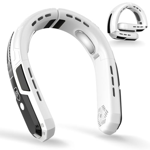 WXX Portable Neck Fan, Neck Fan Rechargeable, 360° Cooling Personal Fan, 3 Speeds Foldable Quiet Wearable Fan for Travel Outdoor Indoor, Birthday Gifts for Men Women-White&Black - Image 1