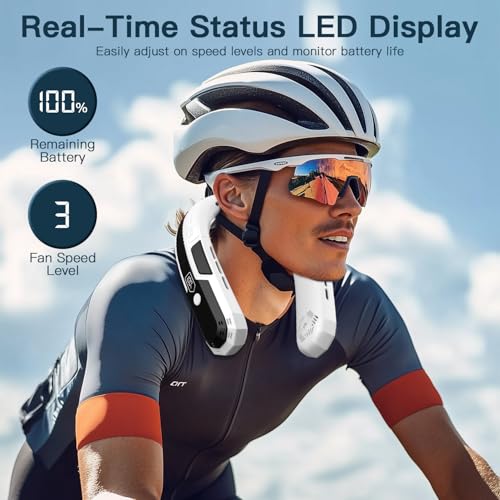 WXX Portable Neck Fan, Neck Fan Rechargeable, 360° Cooling Personal Fan, 3 Speeds Foldable Quiet Wearable Fan for Travel Outdoor Indoor, Birthday Gifts for Men Women-White&Black - Image 5