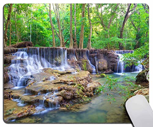 Solekla Nature Mouse pad, Tropical Forest Waterfall Scenic Green Landscape Mousepad Rectangle Customized Mouse Pads with Designs Non-Slip Rubber Smooth MousePads for Computer Laptop 7.9 x 9.5 in - Image 1
