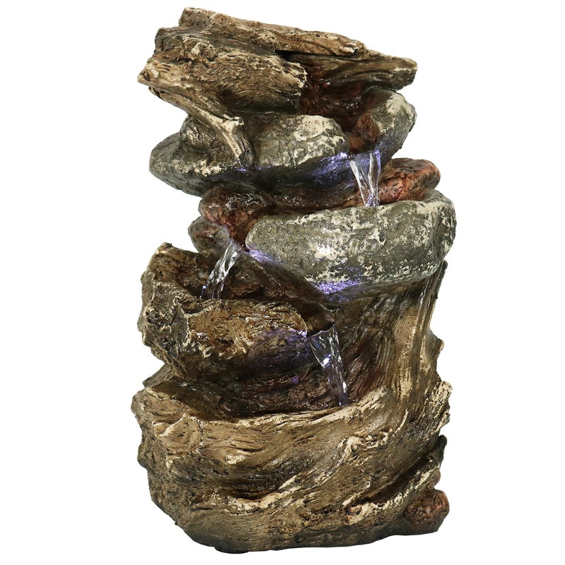 Sunnydaze Sunnydaze 105Inch Indoor Electric Tabletop Fountain with LED Lights  Electric Submersible Pump  Polyresin and Fiberglass Brown 