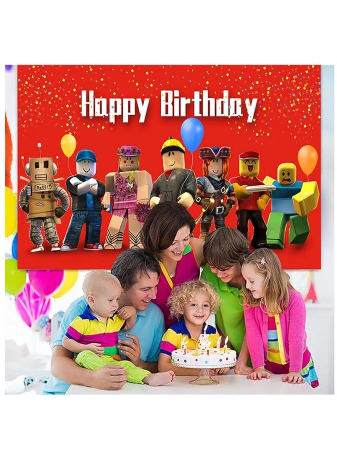 Roblox Glue-Free Backdrop for Birthday Party, 5X3FT Easy Install Wall Decor Birthday Decoration Banner Game Party Supply - Image 3