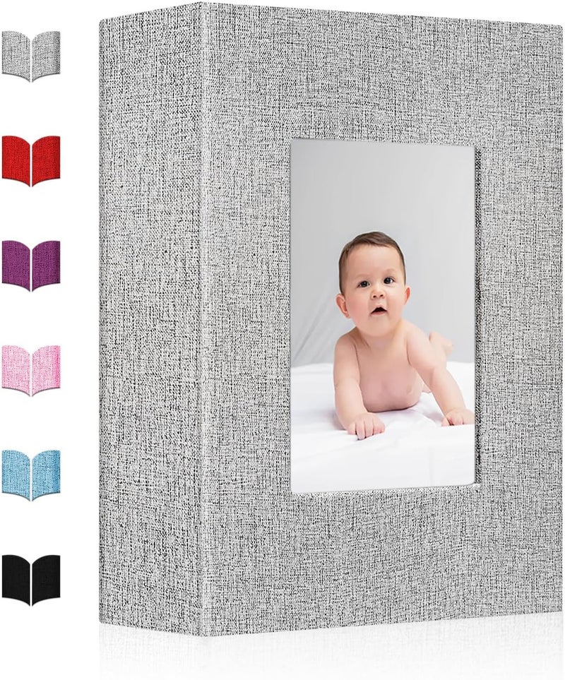EJBLFE Photo Album 4x6 Can Holds 100 4x6 PhotosLinen Cover Slidein Mini Photo Album Book with 50 Black Sheets for Baby Family Pictures Artwork or Postcards Storage Gray - Image 1