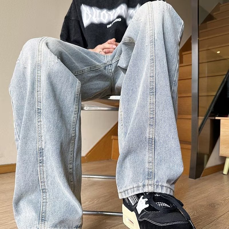 Unisex Classic Denim Jeans Loose Fit Daily Outdoor Wear - Image 1