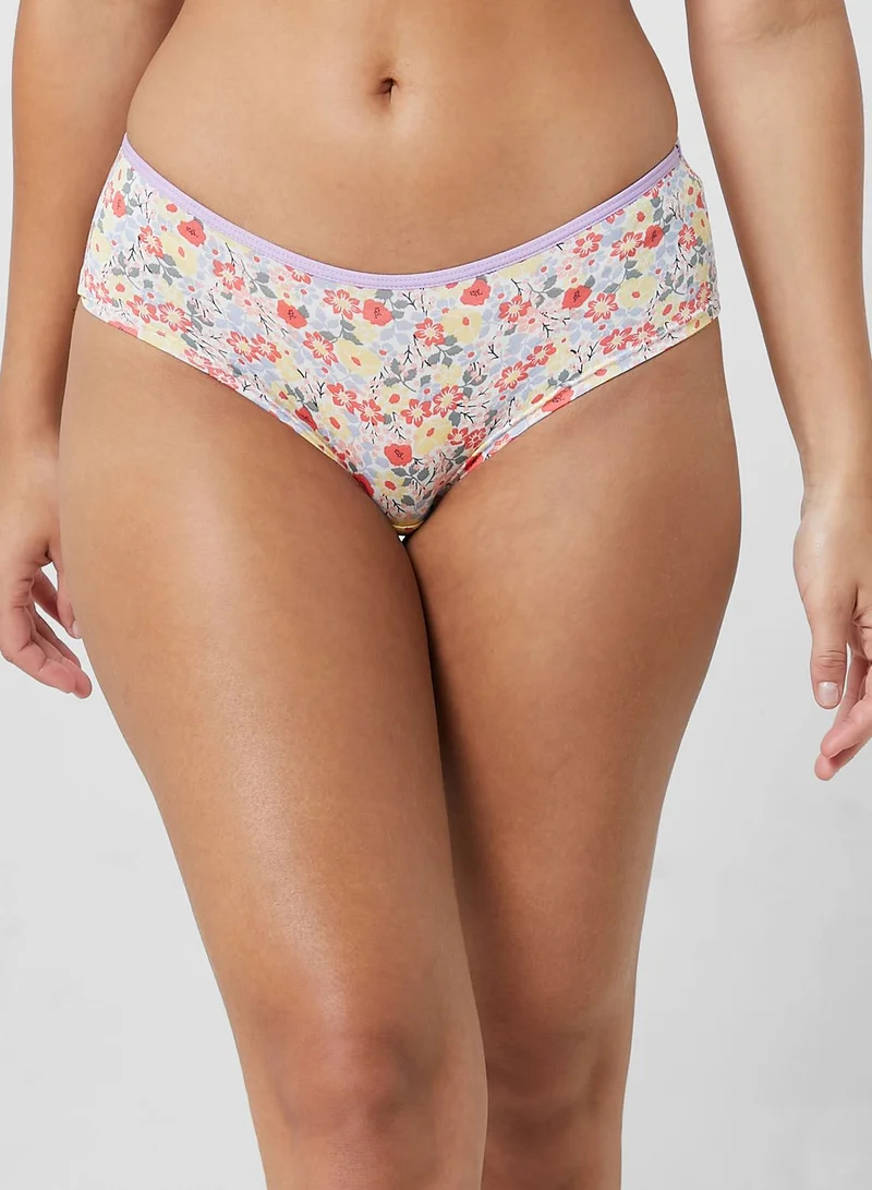 Marks & Spencer 5 Pack Cotton Lycra Daisy Print Low Rise Shorts