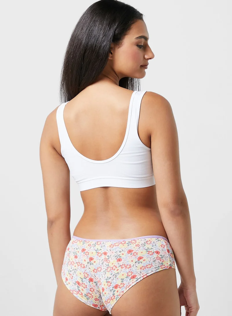 Marks & Spencer 5 Pack Cotton Lycra Daisy Print Low Rise Shorts