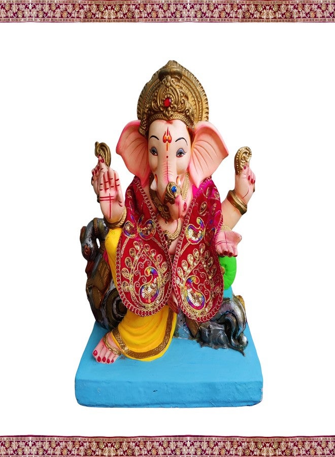 PUNYATVA Ganpati Shela باللون المخملي (الأحمر) - Khes، Patka، Uparna Vastra for Gauri Ganpati، Ganesh Chaturthi، Varalakshmi Vratam، Navratri، Durga Puja، إكسسوارات الديكور للأيدولز، فستان الله - Image 5