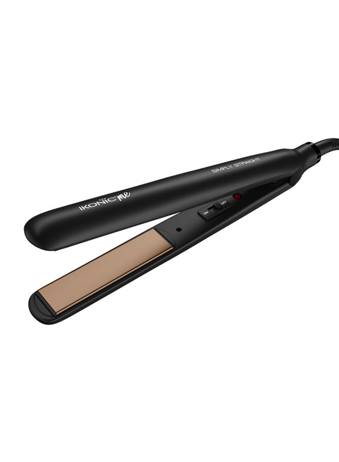 Ikonic Simply Straight Hair Straightener Balck Super Slim 1" Rose Gold Plates Quick Heat-Up Auto Heat Control Compact Design Suitable for All Hair Types - Image 1