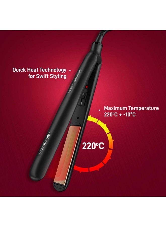 Ikonic Simply Straight Hair Straightener Balck Super Slim 1" Rose Gold Plates Quick Heat-Up Auto Heat Control Compact Design Suitable for All Hair Types - Image 4