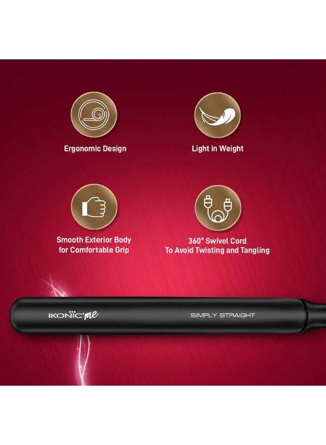 Ikonic Simply Straight Hair Straightener Balck Super Slim 1" Rose Gold Plates Quick Heat-Up Auto Heat Control Compact Design Suitable for All Hair Types - Image 5