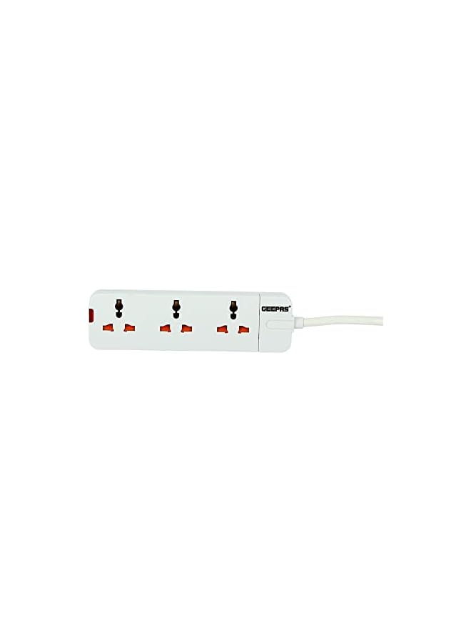 Geepas 3 Way Extension Socket 13A - Charge Multiple Devices with Child Safe, Extra Long Cord & Over Current Protected | Ideal For All Electronic Devices - Image 2
