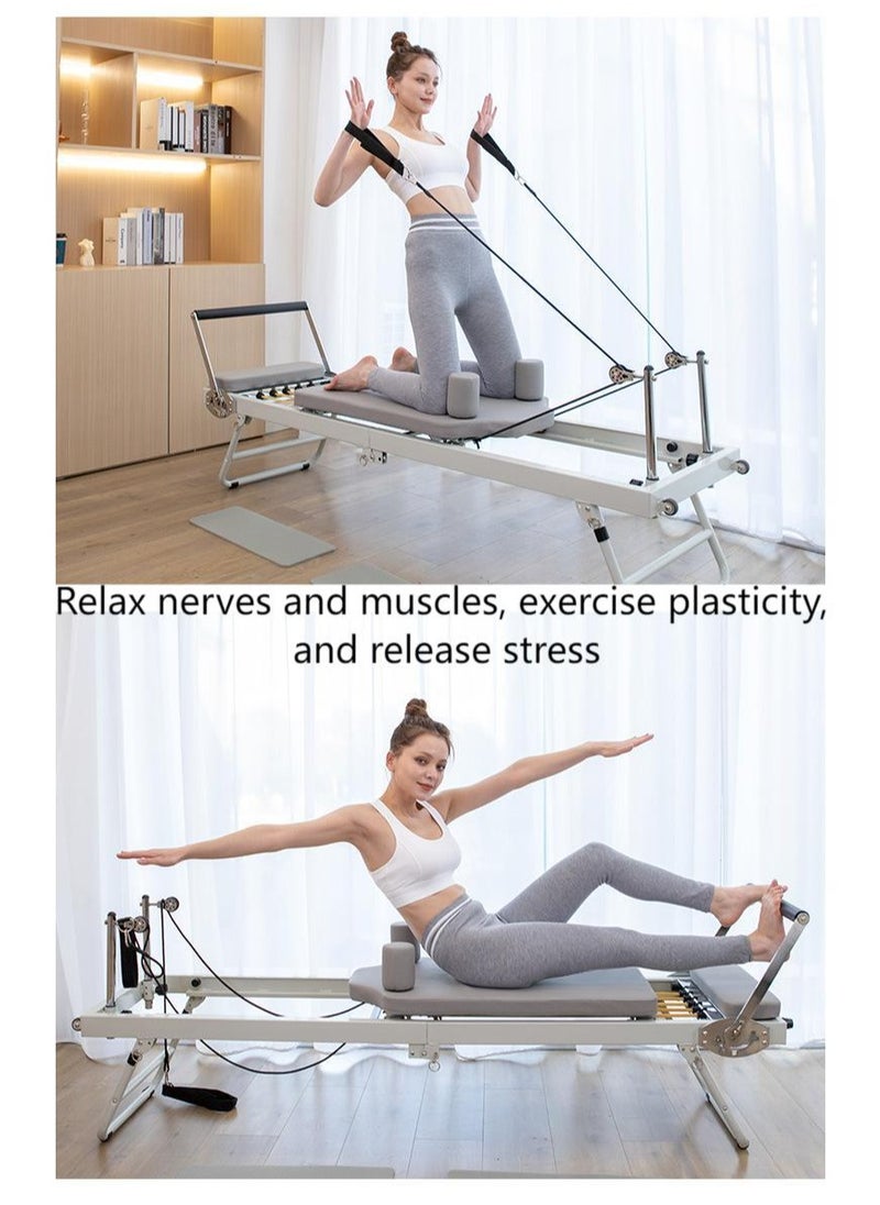 Pilates Reformer Machine, Foldable Pilates Machine Equipment for Home，Yogo Pilates Reformer Machine for Home and Gym with Springs